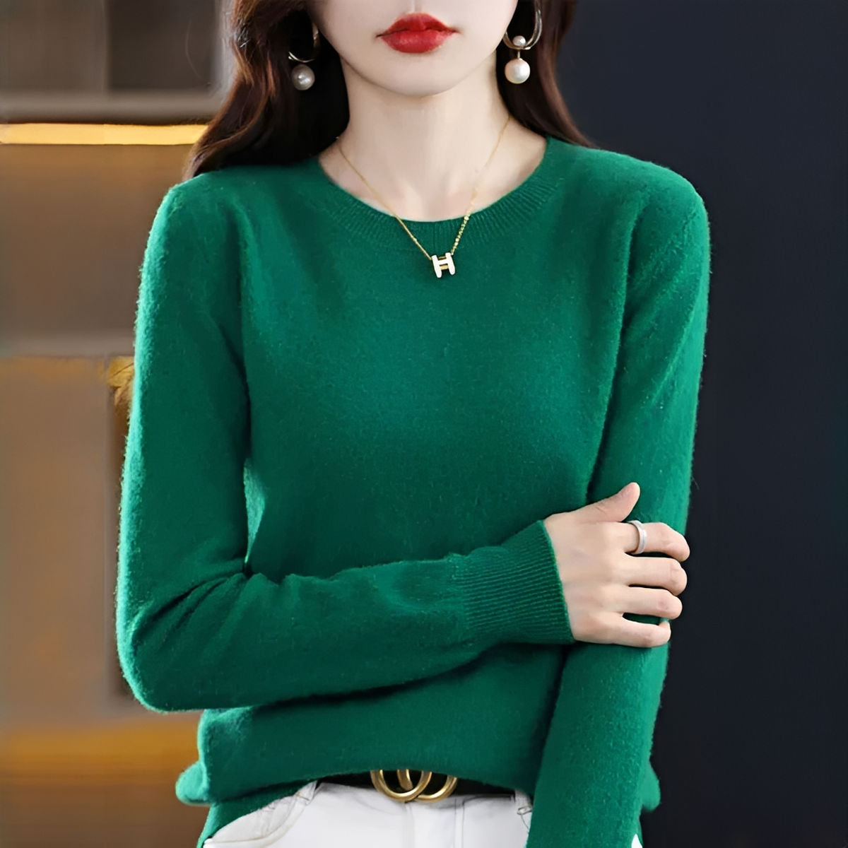 Shynna - Eleganter und weicher Rundhals-Pullover