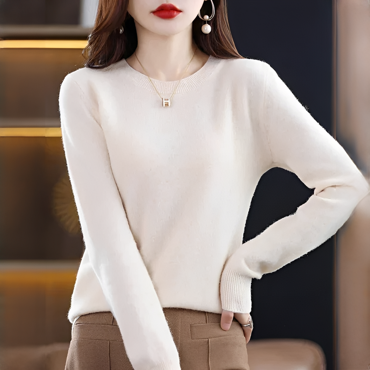 Shynna - Eleganter und weicher Rundhals-Pullover