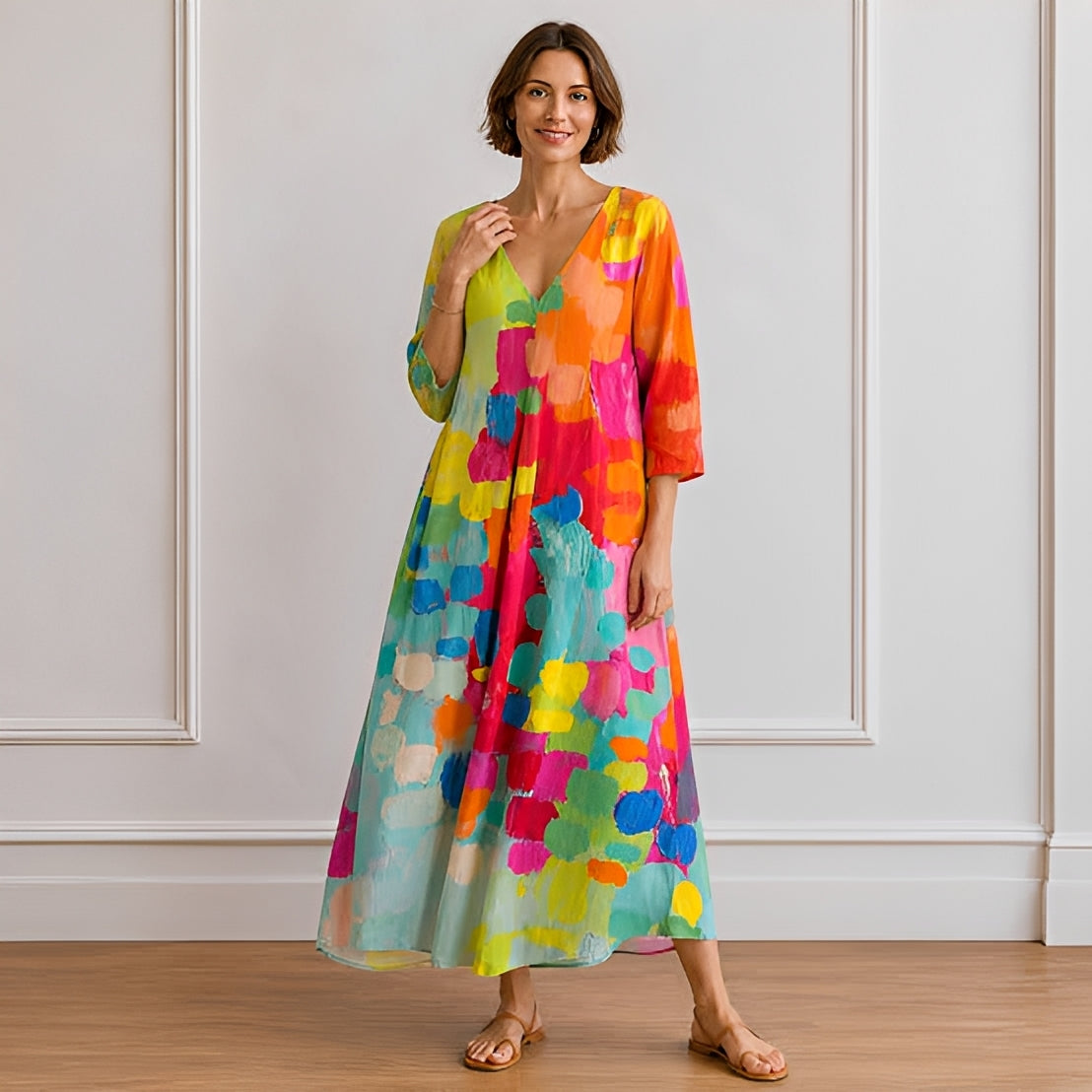 Alina - Oversized-Midikleid mit V-Ausschnitt