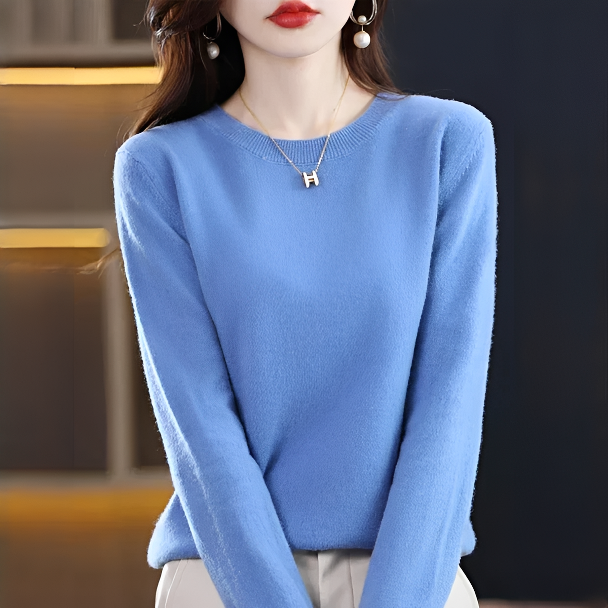 Shynna - Eleganter und weicher Rundhals-Pullover