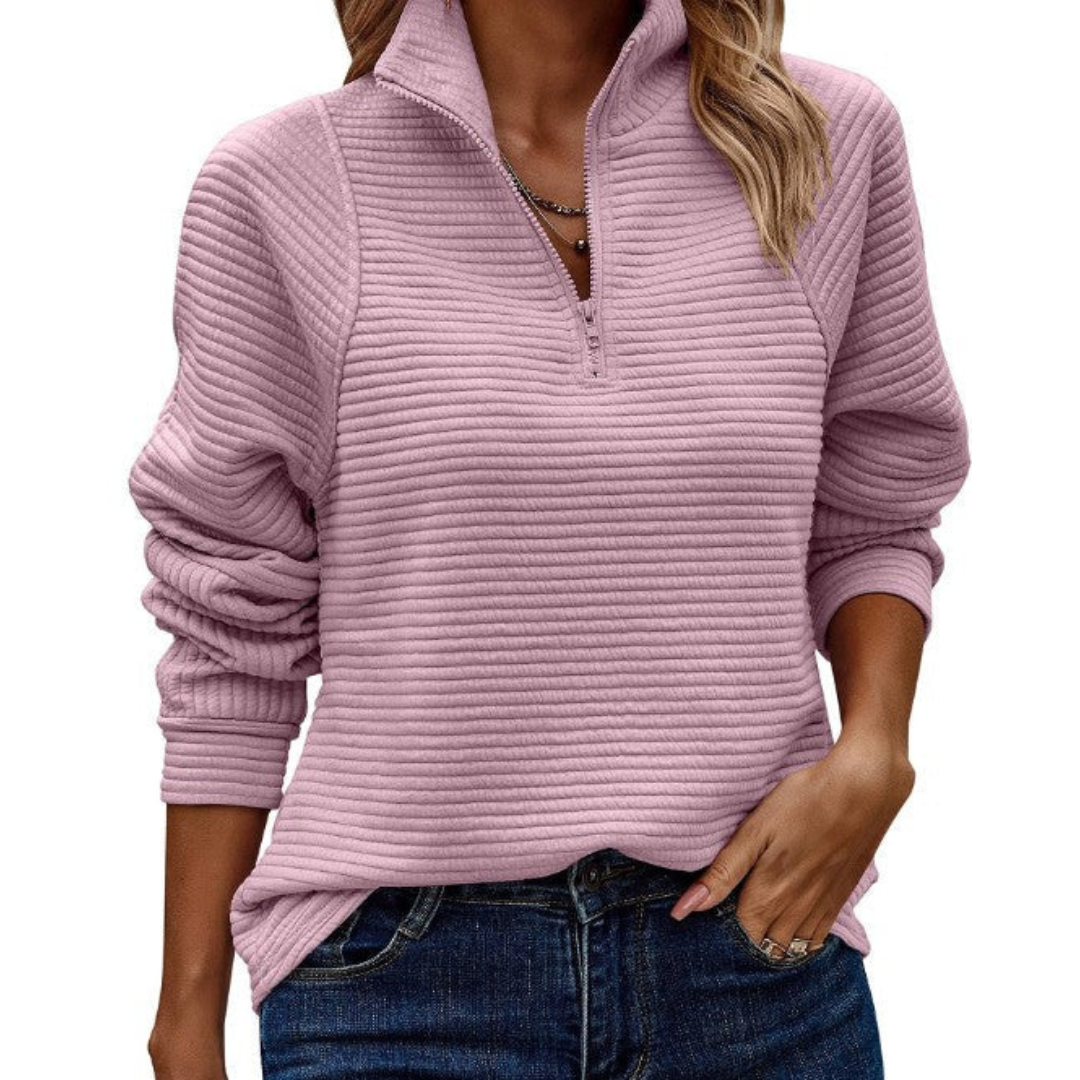 Zennia - Kuscheliger Pullover mit halbem Reißverschluss