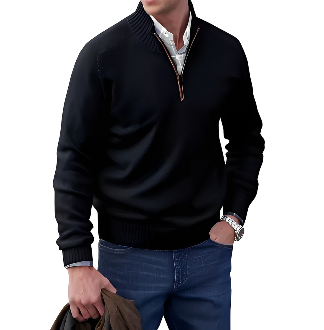 Gabriel - Kuscheliger und bequemer Pullover mit Reißverschlusskragen