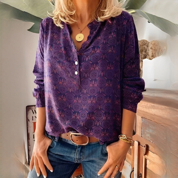 Bethany - Klassische, langärmelige Bluse mit Print