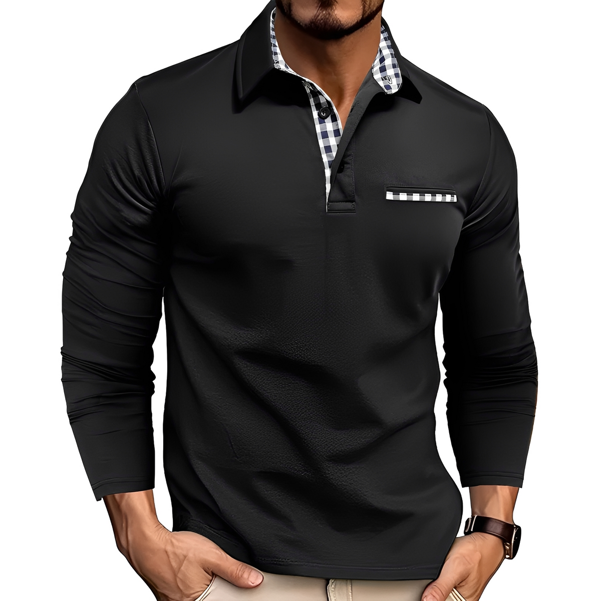 Charel - Langlebiges Langarm-Poloshirt