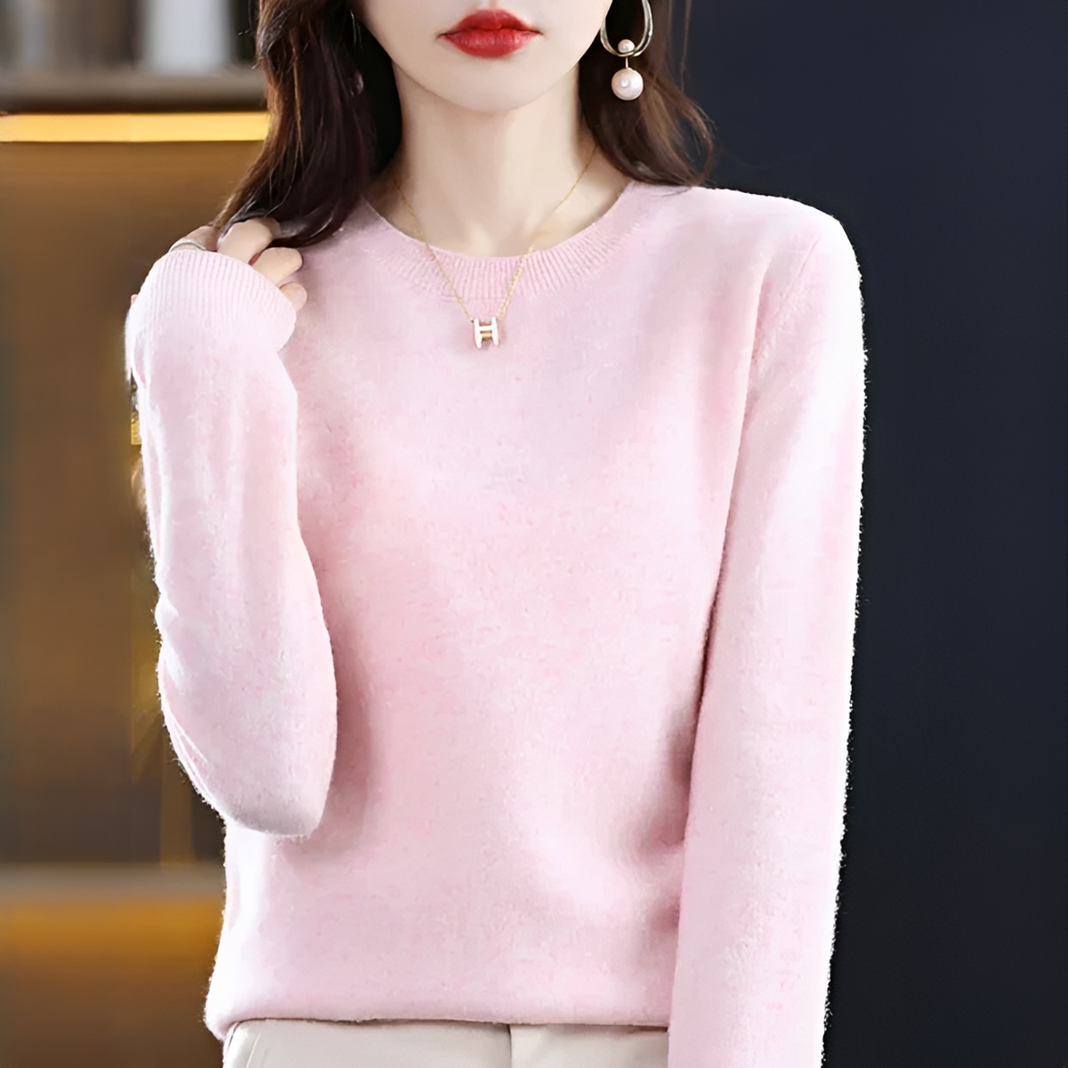 Shynna - Eleganter und weicher Rundhals-Pullover