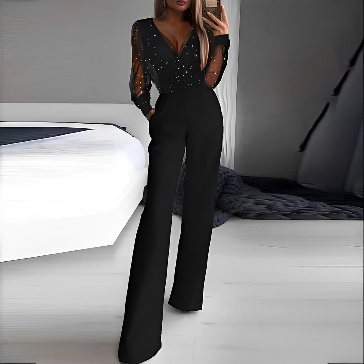 Arianna - Eleganter Overall mit V-Ausschnitt