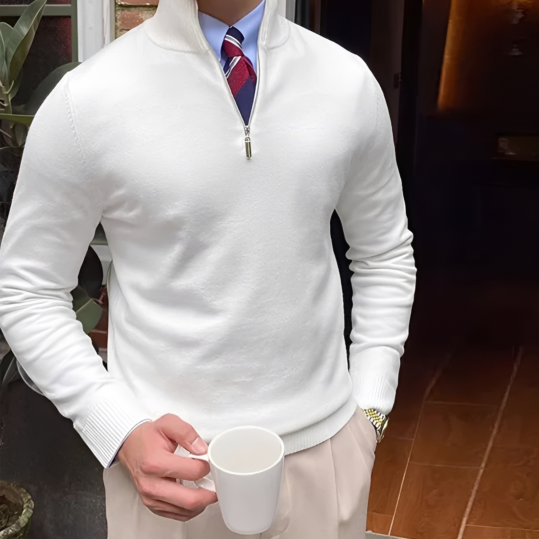 Sean - Gemütlicher Pulli mit halbem Reißverschluss