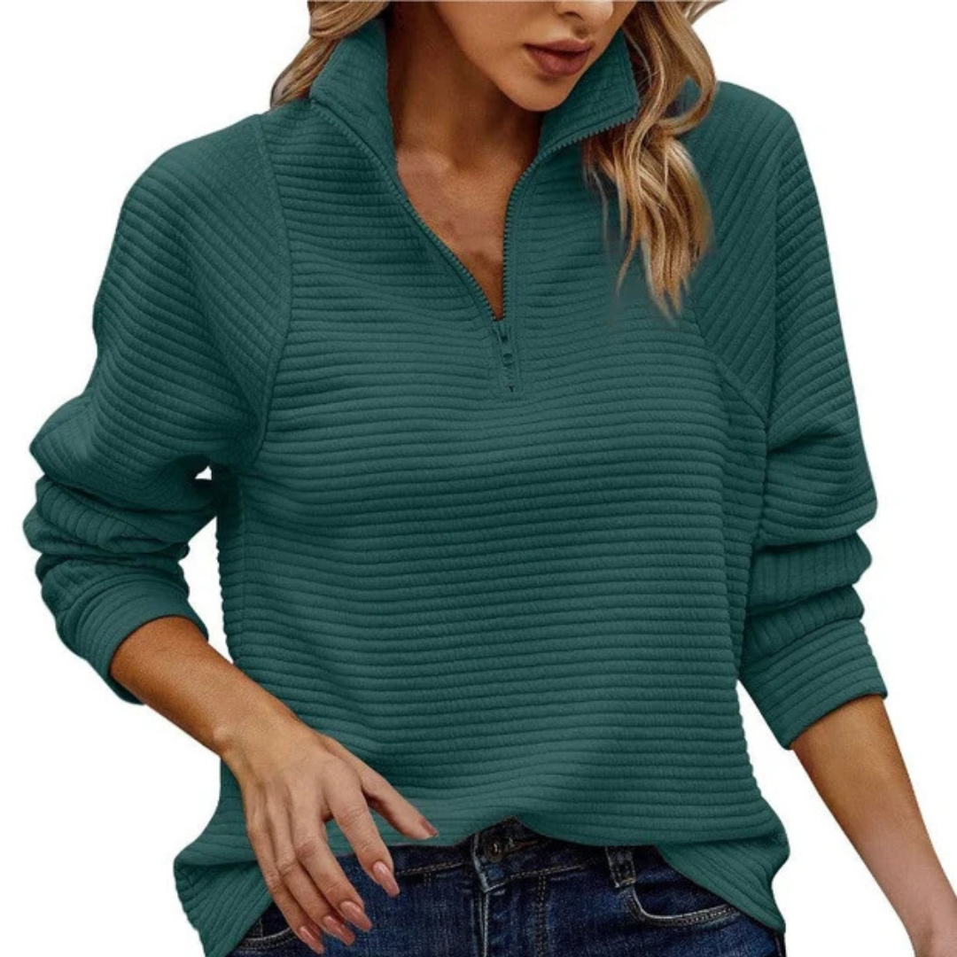 Zennia - Kuscheliger Pullover mit halbem Reißverschluss