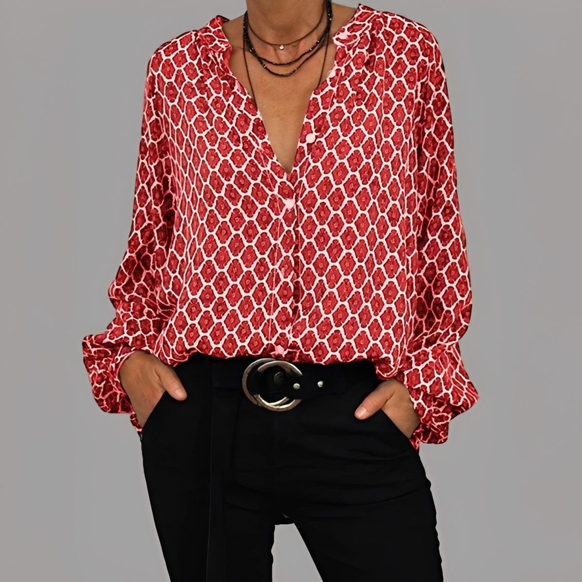 Lena - Elegante V-Ausschnitt-Bluse