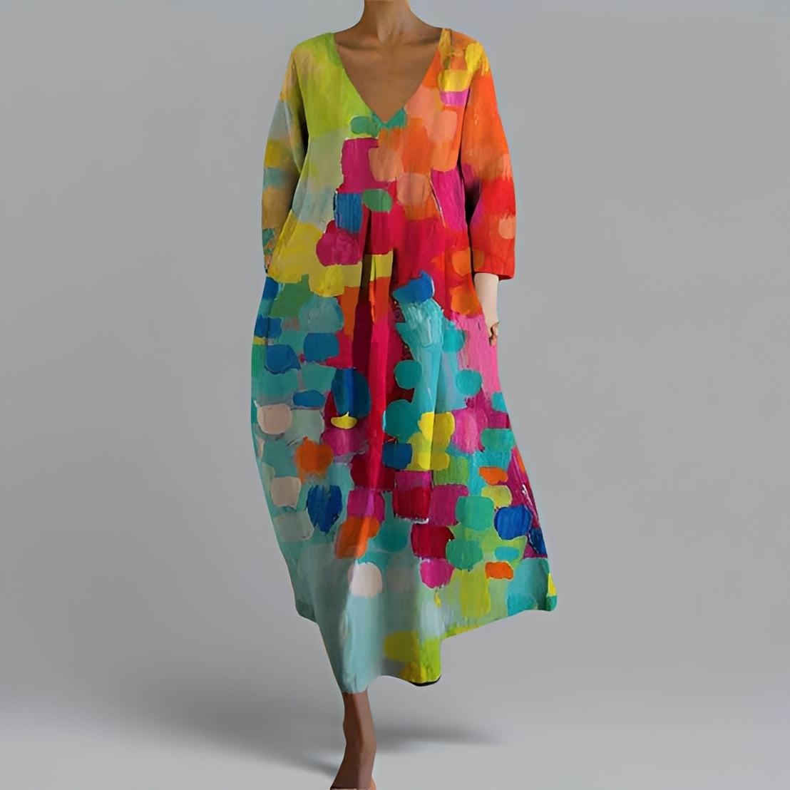 Alina - Oversized-Midikleid mit V-Ausschnitt