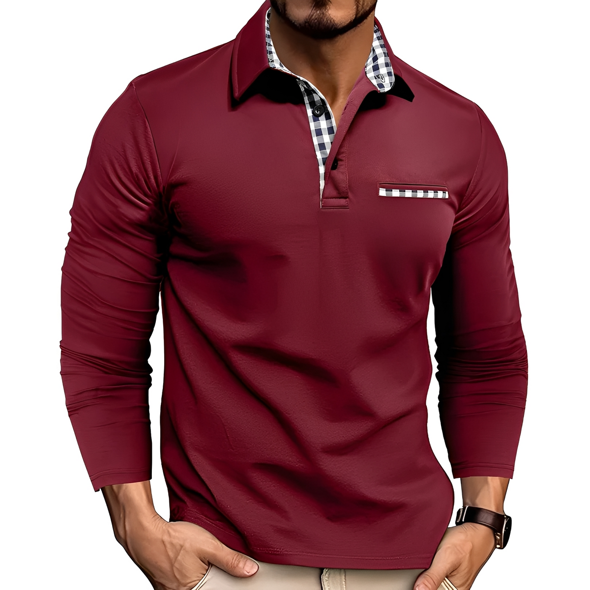 Charel - Langlebiges Langarm-Poloshirt