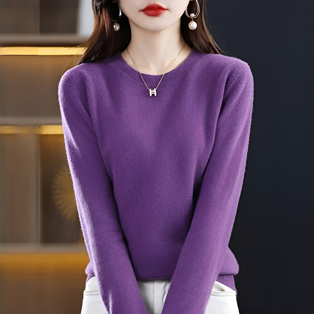 Shynna - Eleganter und weicher Rundhals-Pullover
