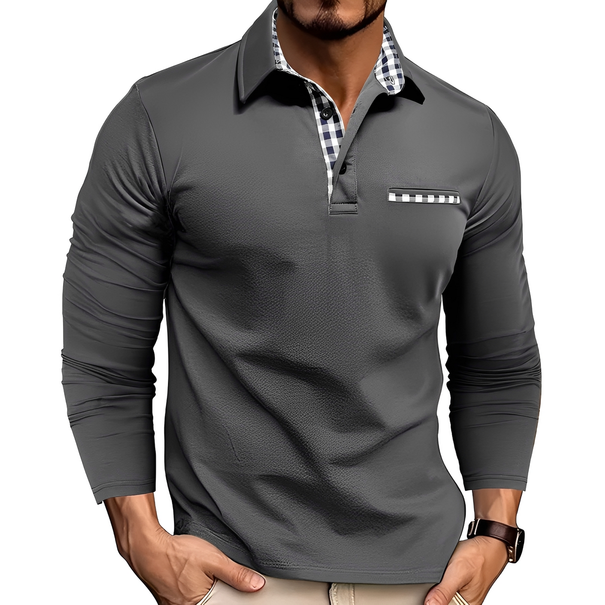 Charel - Langlebiges Langarm-Poloshirt
