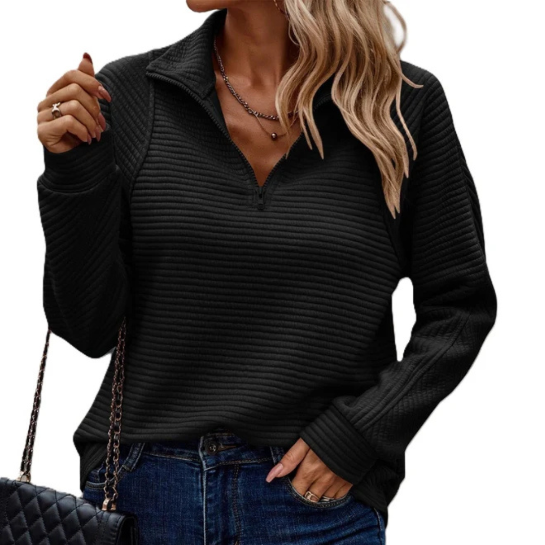 Zennia - Kuscheliger Pullover mit halbem Reißverschluss