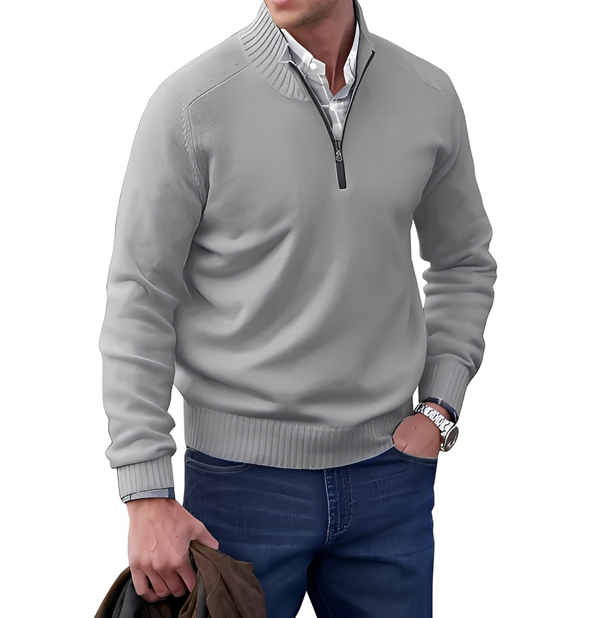 Gabriel - Kuscheliger und bequemer Pullover mit Reißverschlusskragen