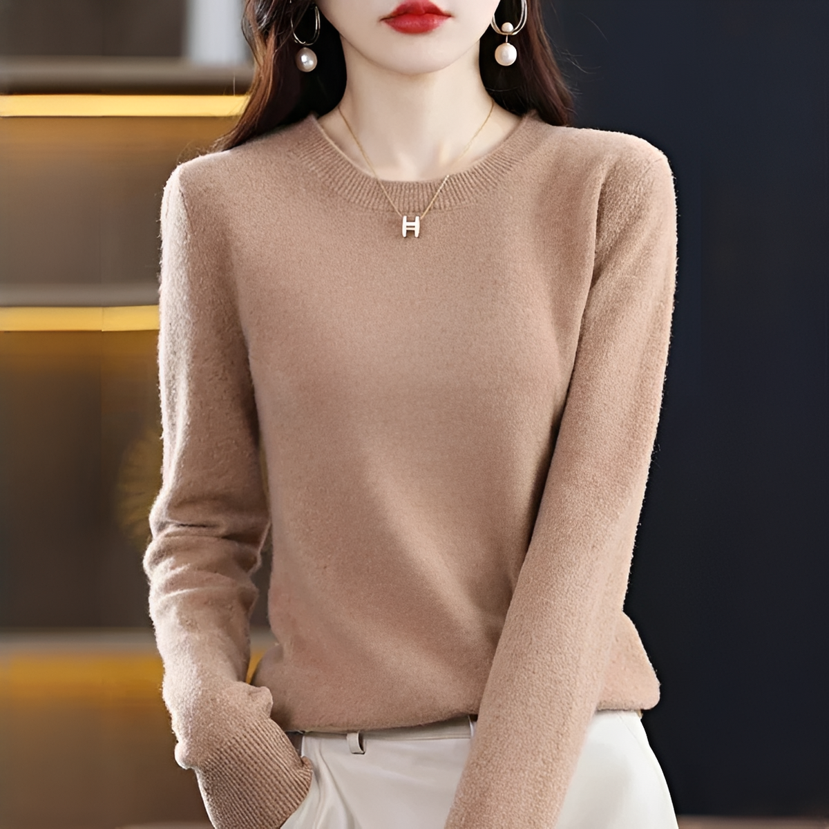 Shynna - Eleganter und weicher Rundhals-Pullover
