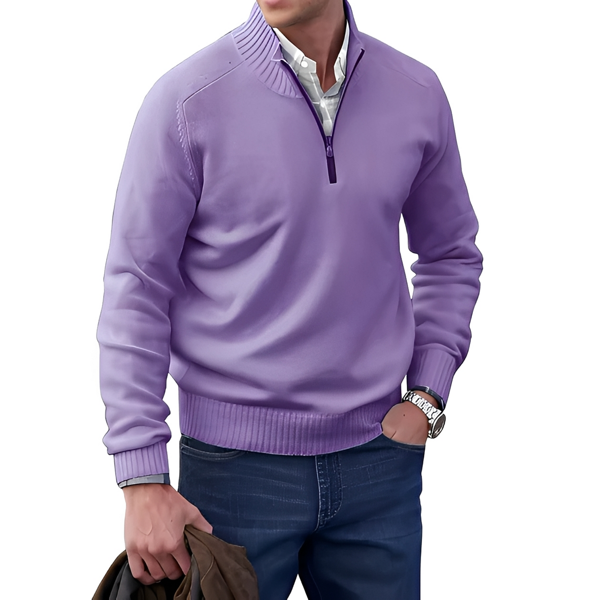 Gabriel - Kuscheliger und bequemer Pullover mit Reißverschlusskragen