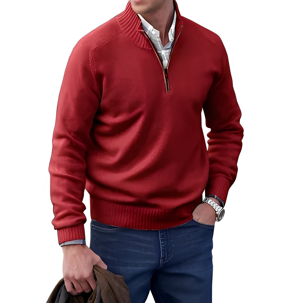 Gabriel - Kuscheliger und bequemer Pullover mit Reißverschlusskragen
