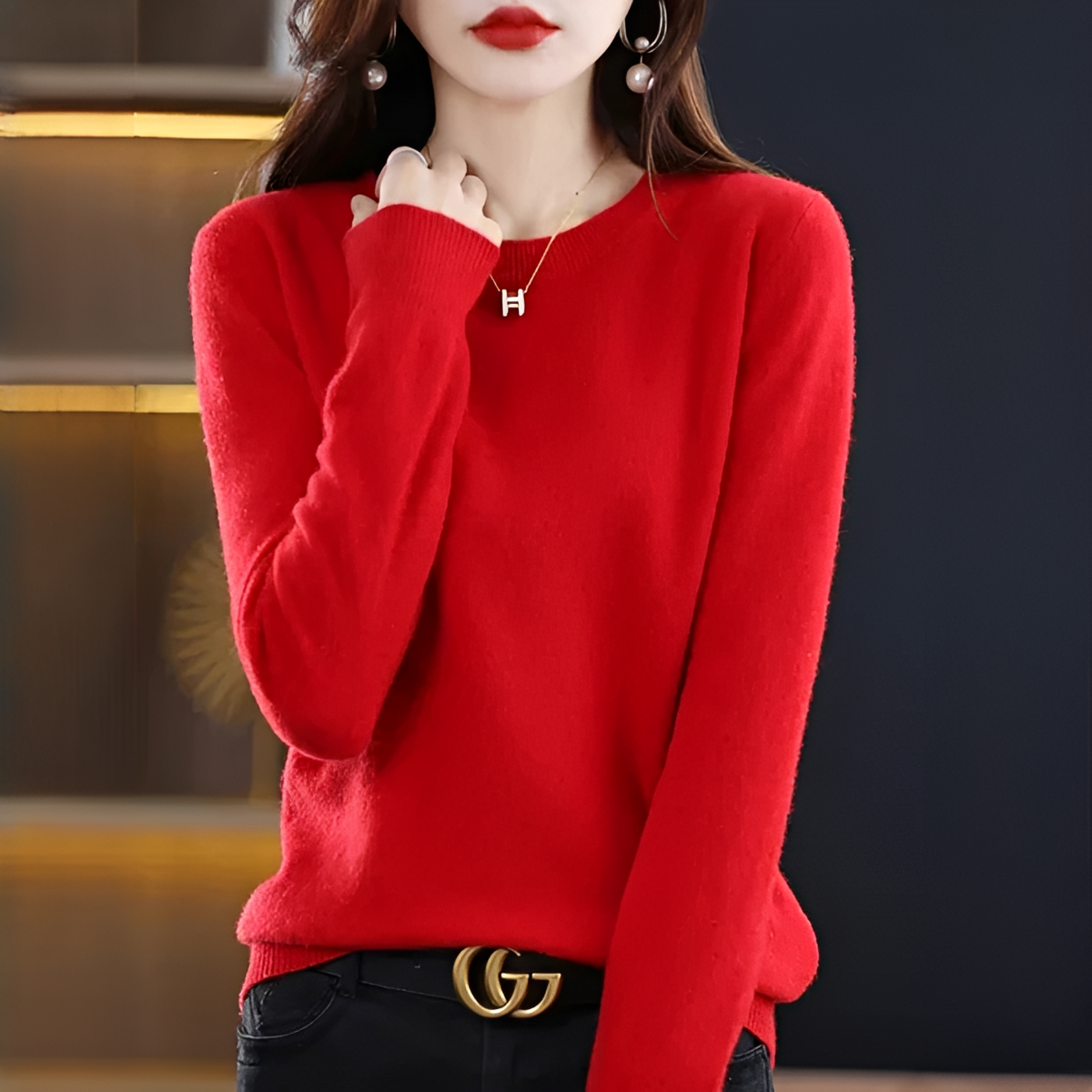 Shynna - Eleganter und weicher Rundhals-Pullover