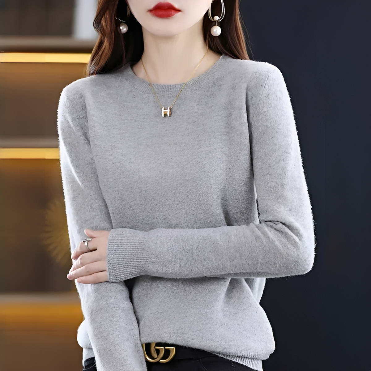 Shynna - Eleganter und weicher Rundhals-Pullover