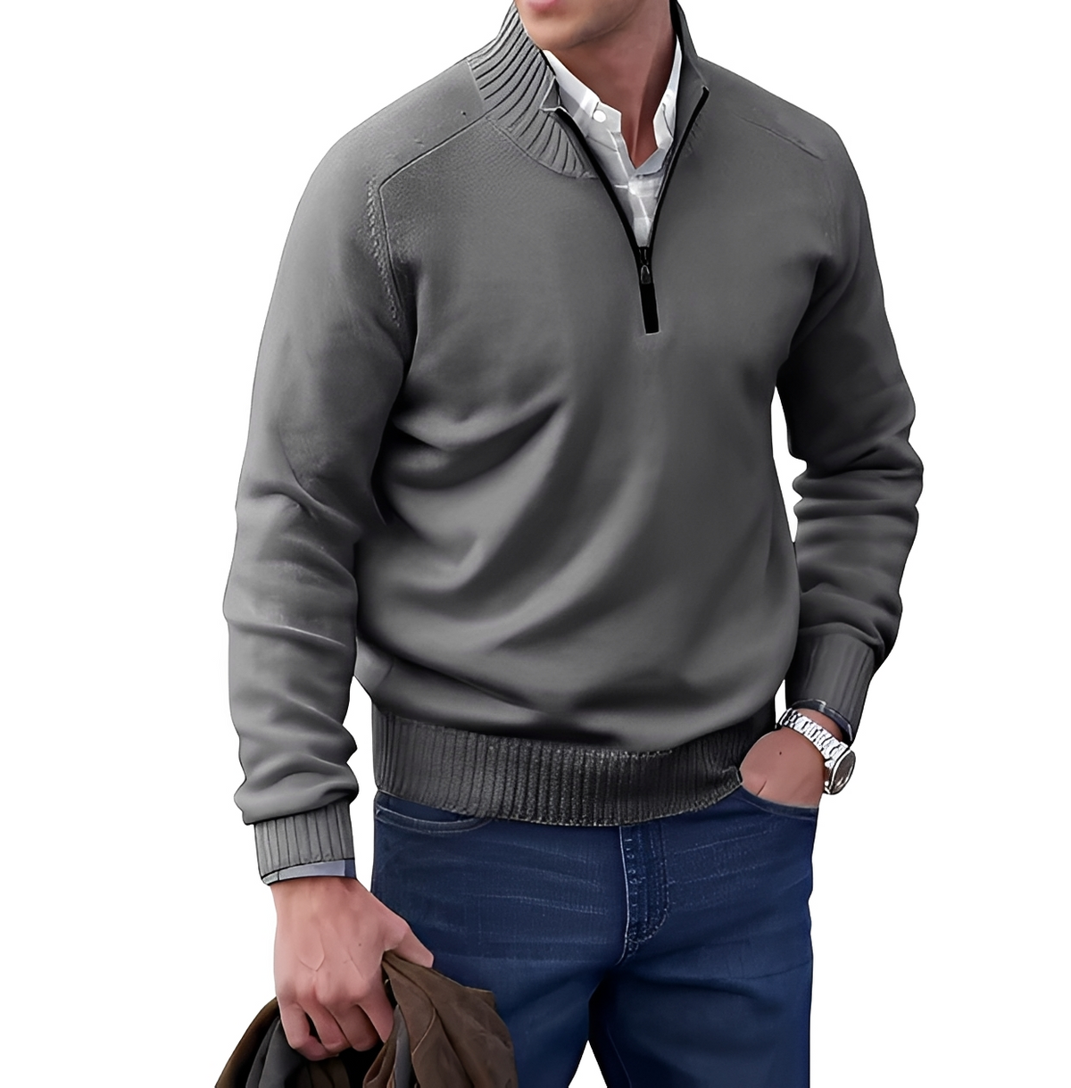 Gabriel - Kuscheliger und bequemer Pullover mit Reißverschlusskragen