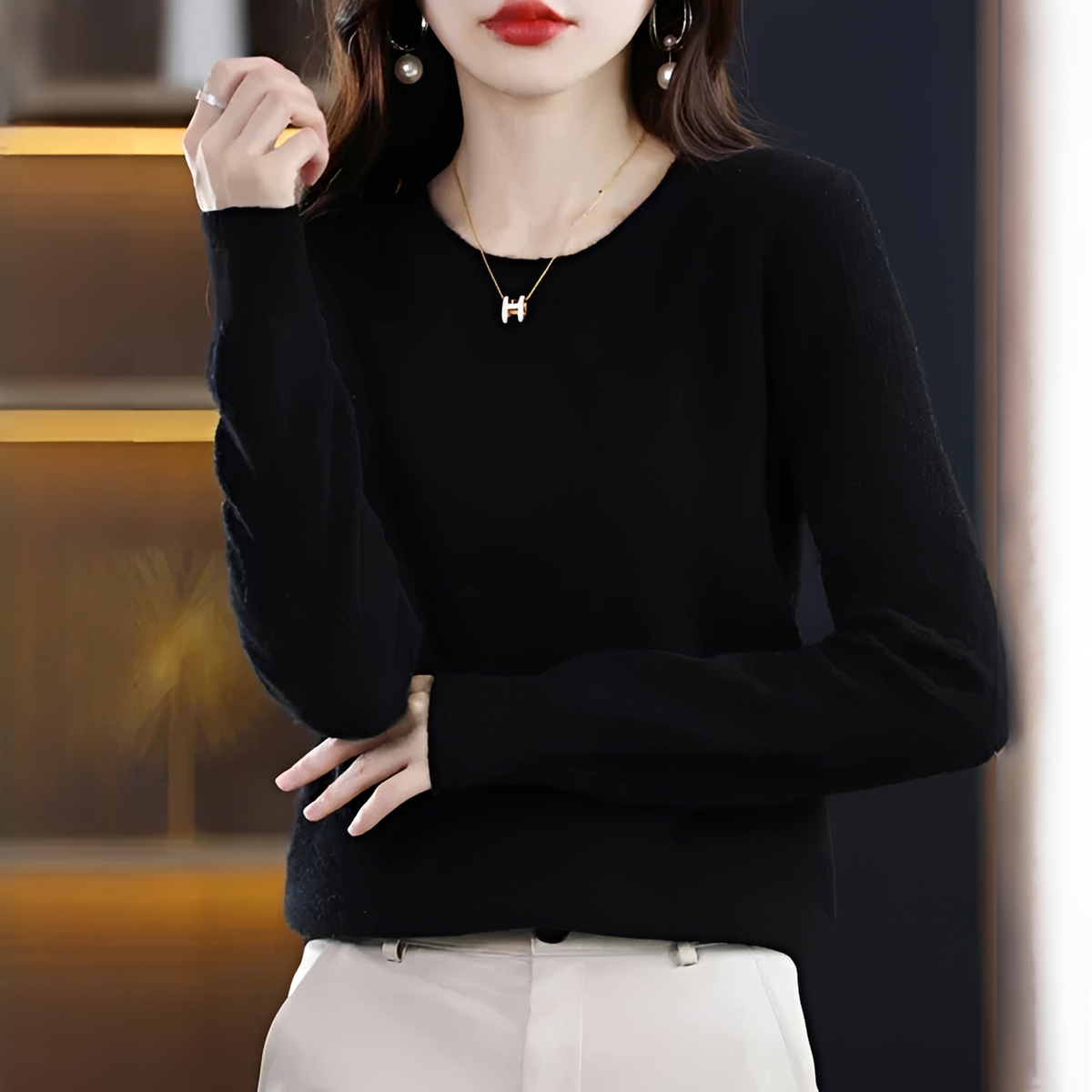Shynna - Eleganter und weicher Rundhals-Pullover