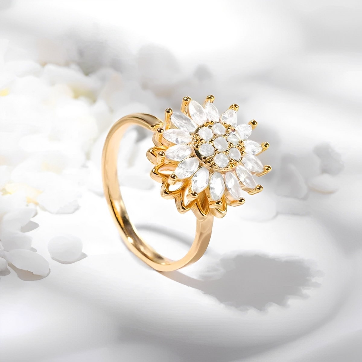 Solaya – Stressabbau-Ring mit Sonnenblumenmotiv