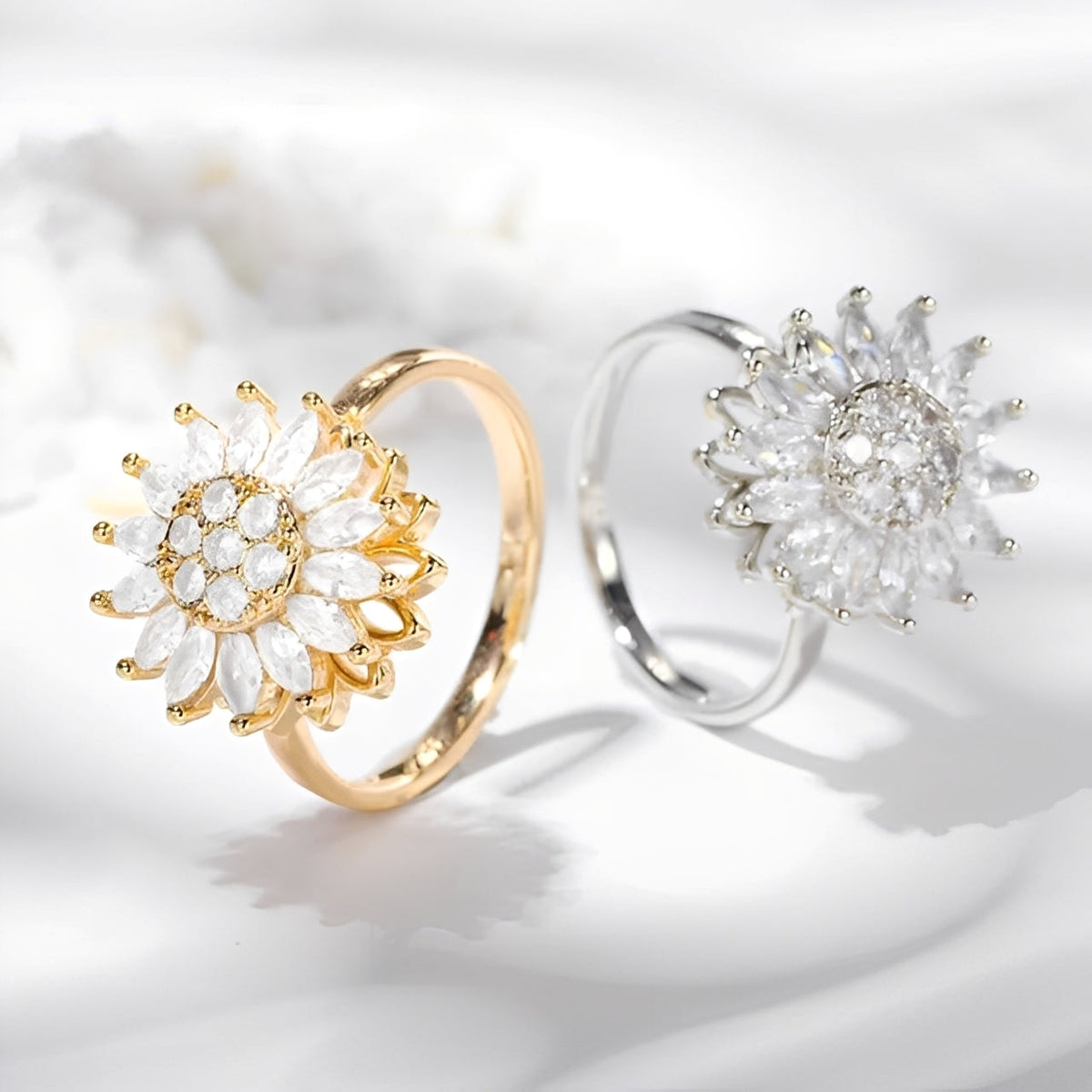 Solaya – Stressabbau-Ring mit Sonnenblumenmotiv