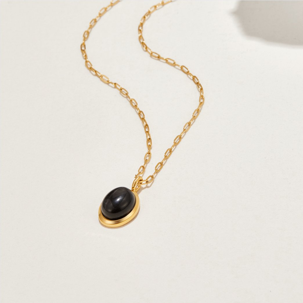 Euphrosyne - Kette aus dunklem Onyx