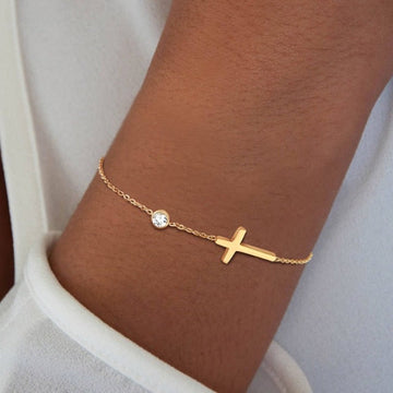 Althea – Damenarmband mit Kreuz in Gold und Silber