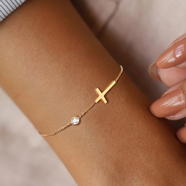 Althea – Damenarmband mit Kreuz in Gold und Silber