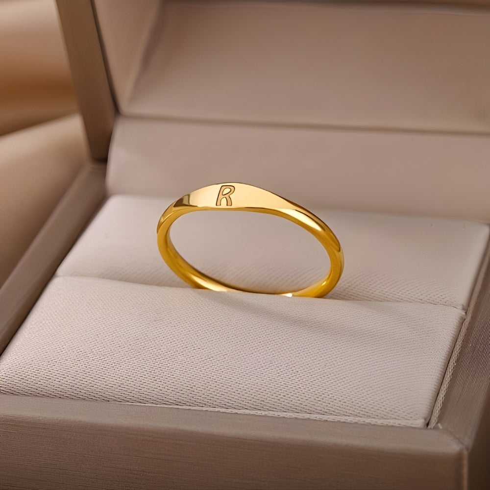 Minimalistischer Namensring | Schlichter Ring mit graviertem Anfangsbuchstaben