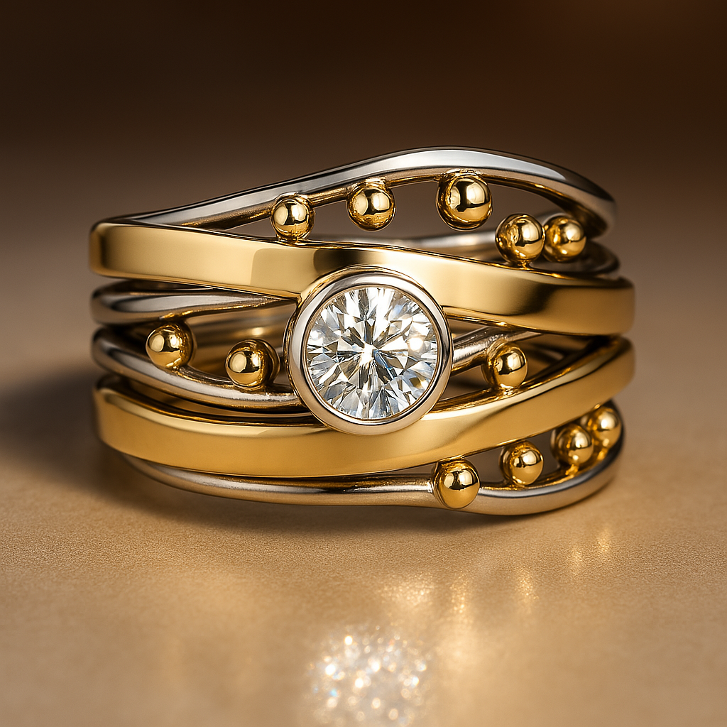 Dahlie – Vintage Goldring mit integriertem Zirkonia