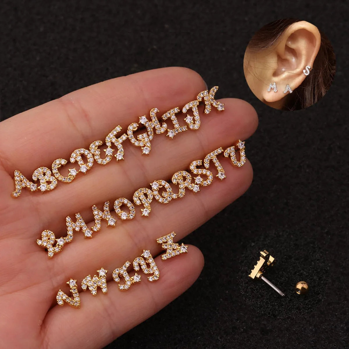 Initialen Ohrringe aus Silber CZ - Elegante Ohrringe