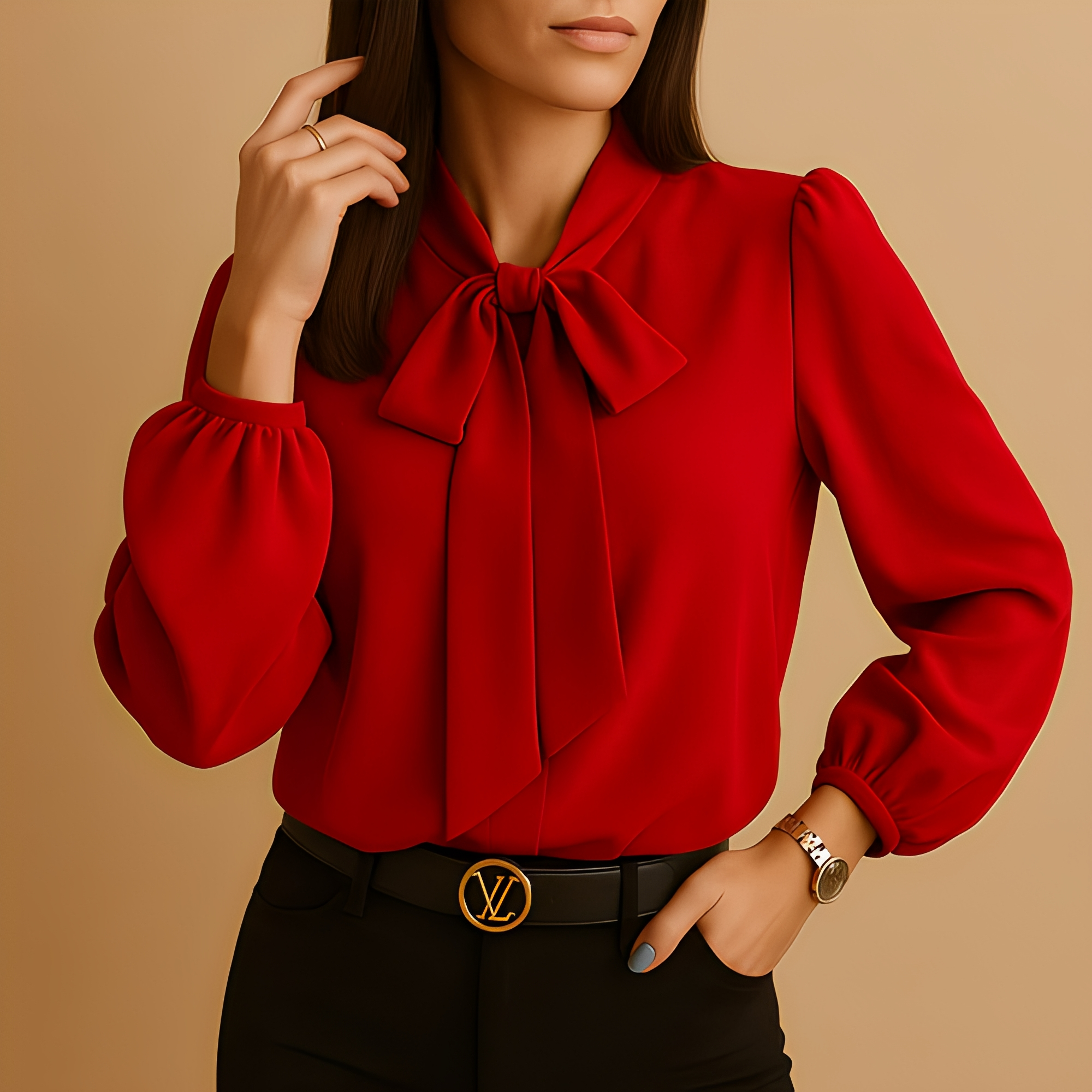 Blainne - Fein designte Damenbluse mit Schleifendetail