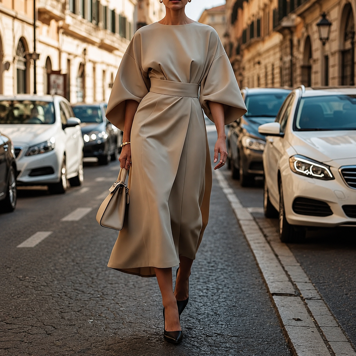 Clare - Maxi Kleid mit Taillenkordel