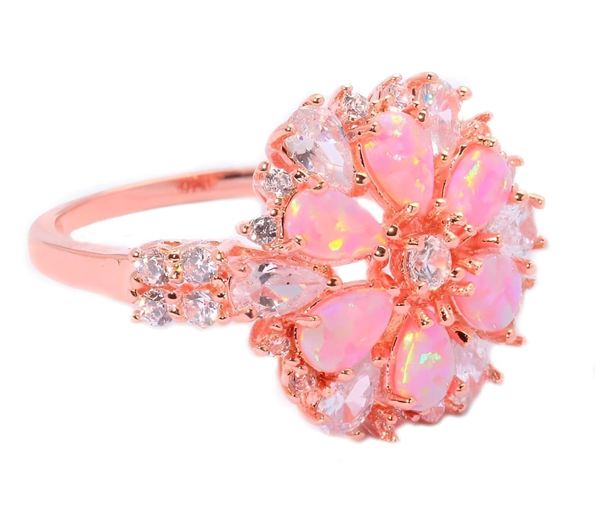 Rian – Zarter Ring mit Feueropal-Blüte