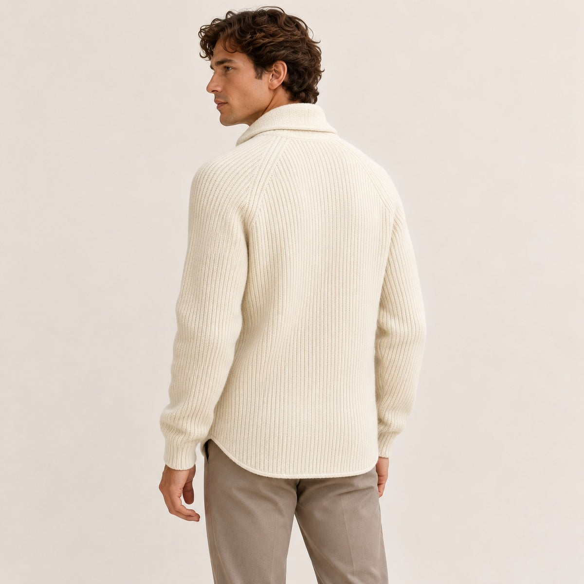 Cardigan Herren mit Knopfverschluss, Schalkragen, Raglanärmel, Patch-Taschen, taillierte Passform