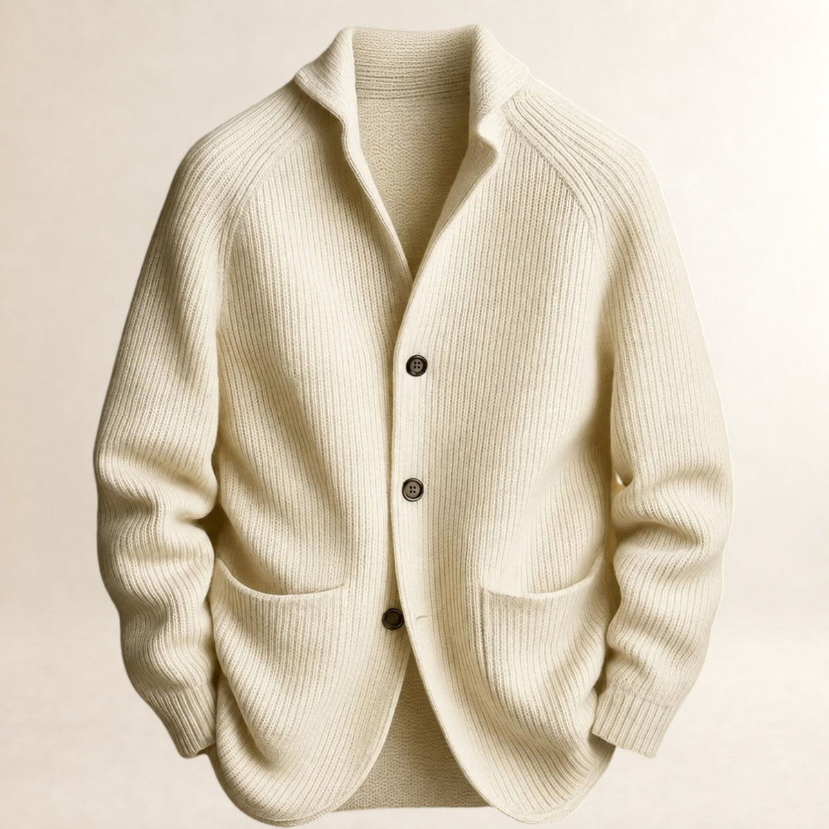 Cardigan Herren mit Knopfverschluss, Schalkragen, Raglanärmel, Patch-Taschen, taillierte Passform