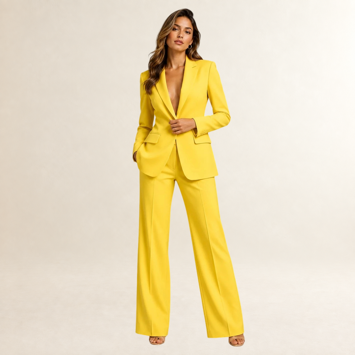 Damen Anzug-Set Blazer und weite Hose - Strukturierter Schnitt
