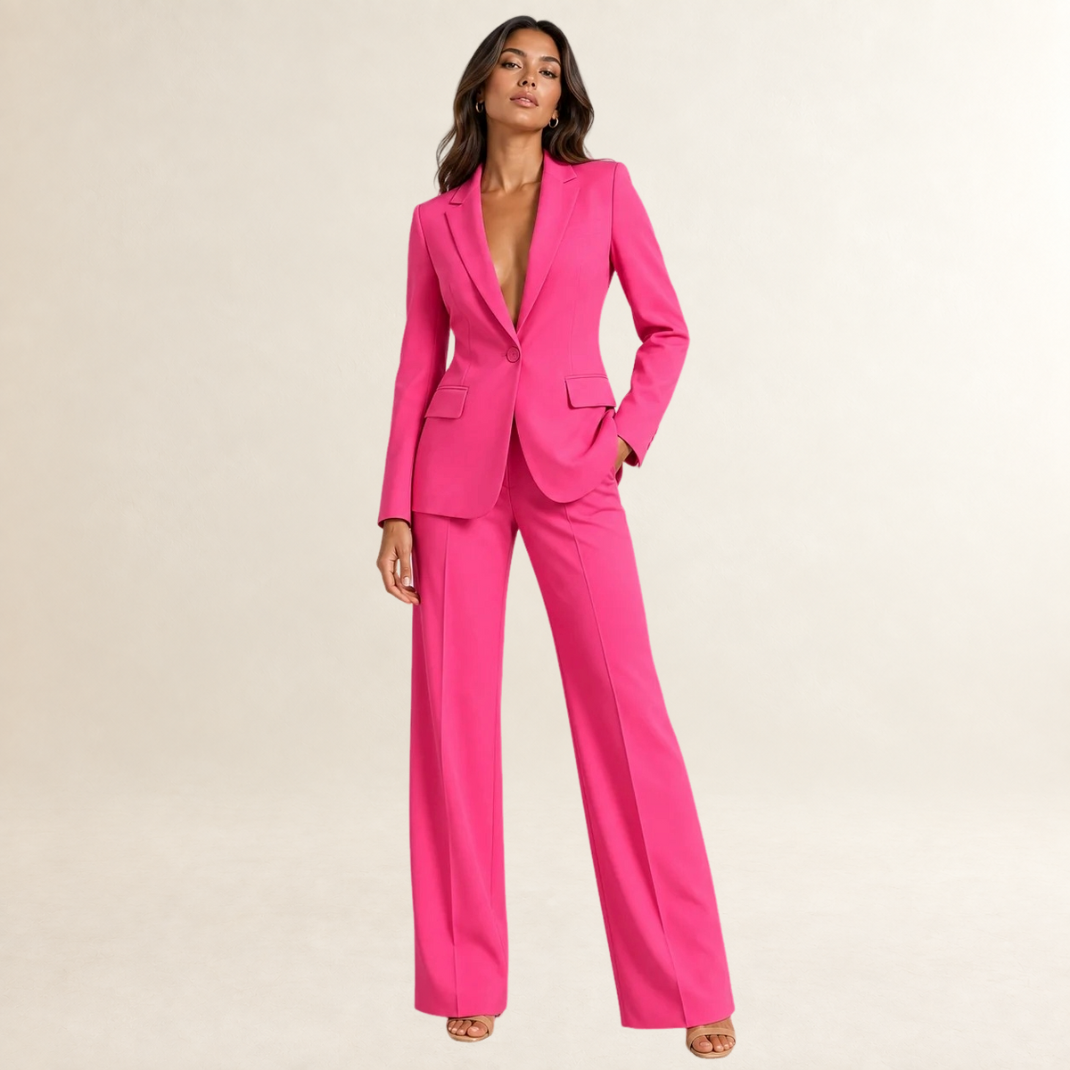 Damen Anzug-Set Blazer und weite Hose - Strukturierter Schnitt