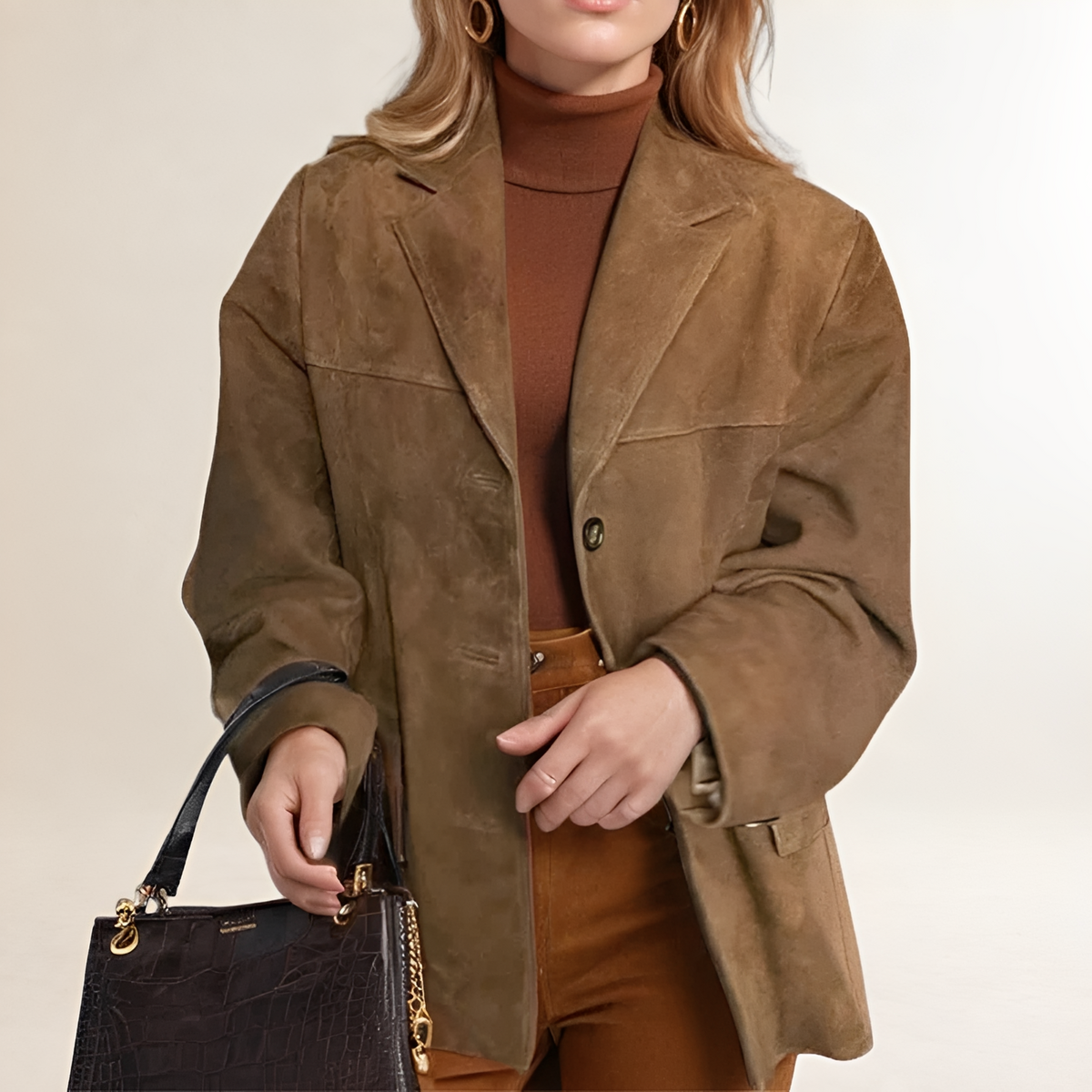 Damen Blazer Jacke Oversized mit Knopfverschluss und strukturierter Silhouette