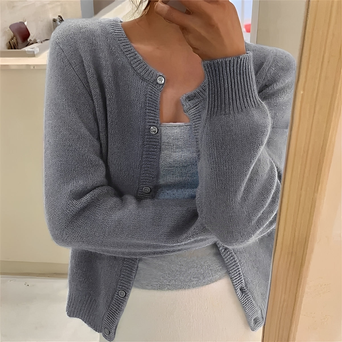 Damen Cardigan mit Knopfverschluss, Rippbündchen, regulärer Schnitt