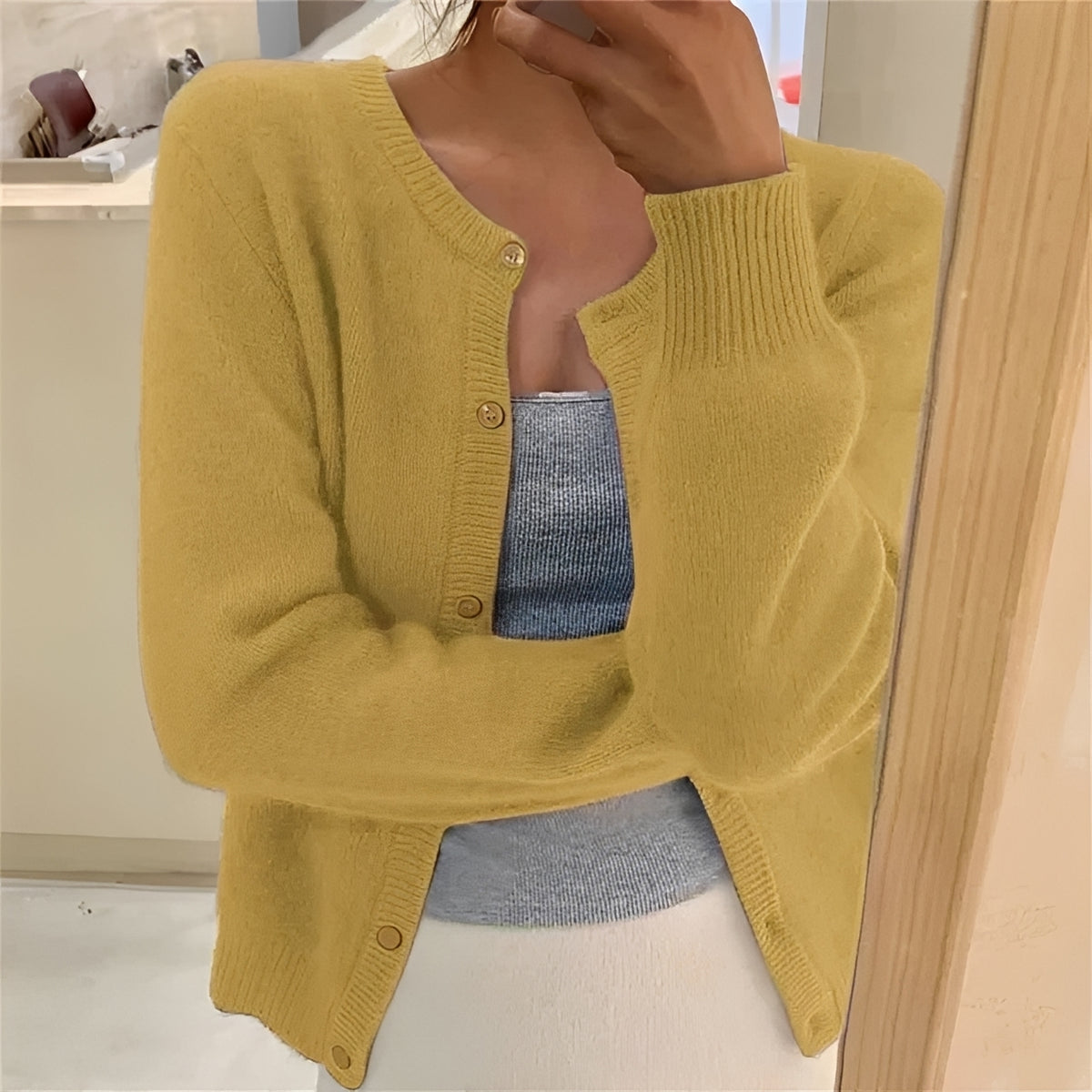 Damen Cardigan mit Knopfverschluss, Rippbündchen, regulärer Schnitt