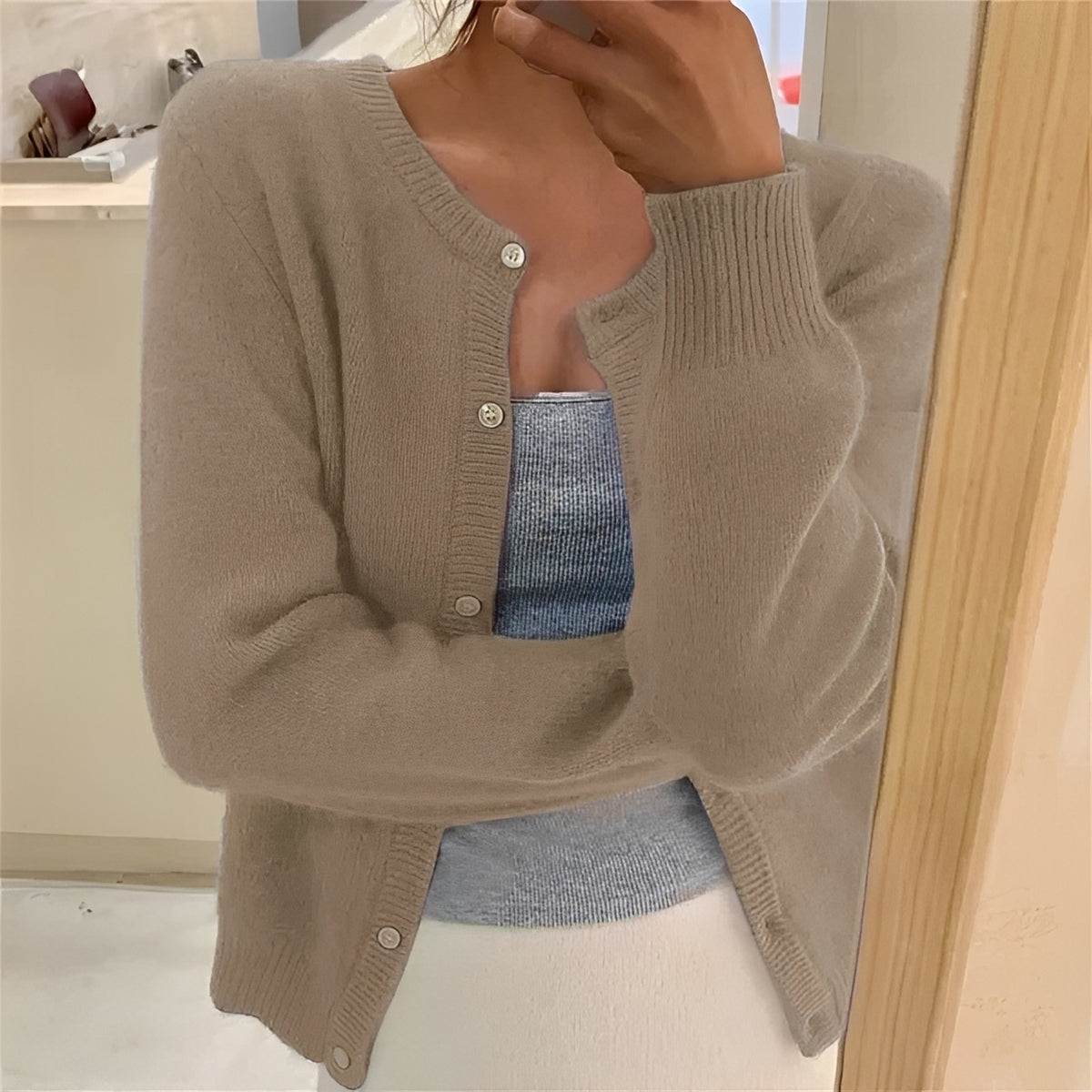 Damen Cardigan mit Knopfverschluss, Rippbündchen, regulärer Schnitt