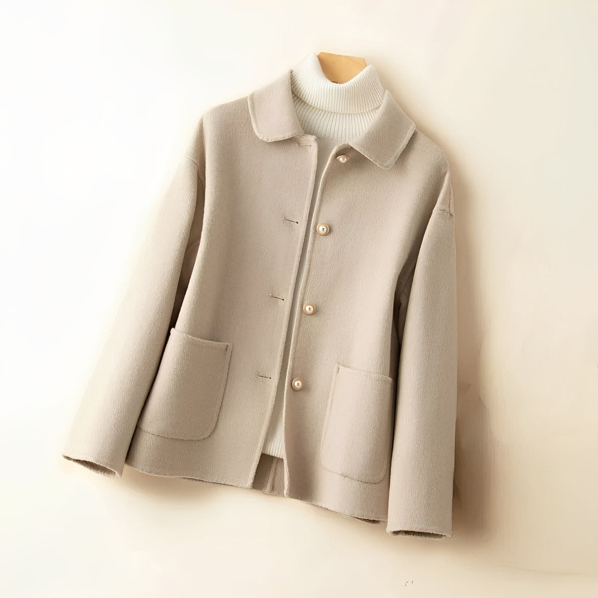 Damen Jacke mit Knopfleiste, Streckkragen und Patchtaschen