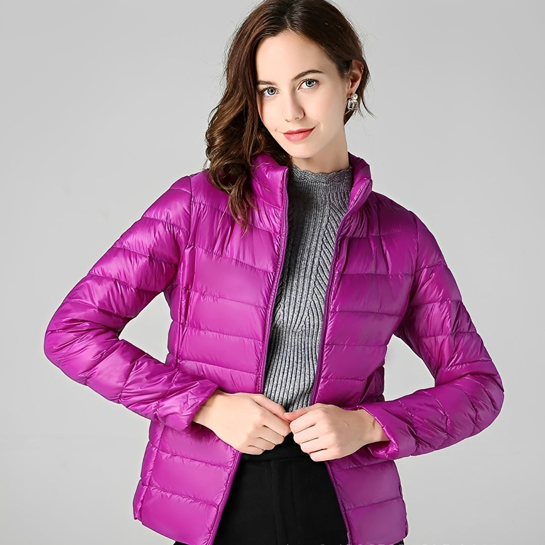 Damen leichte Jacke - Quilt-Design, Reißverschluss, Stehkragen, Figurbetonte Passform