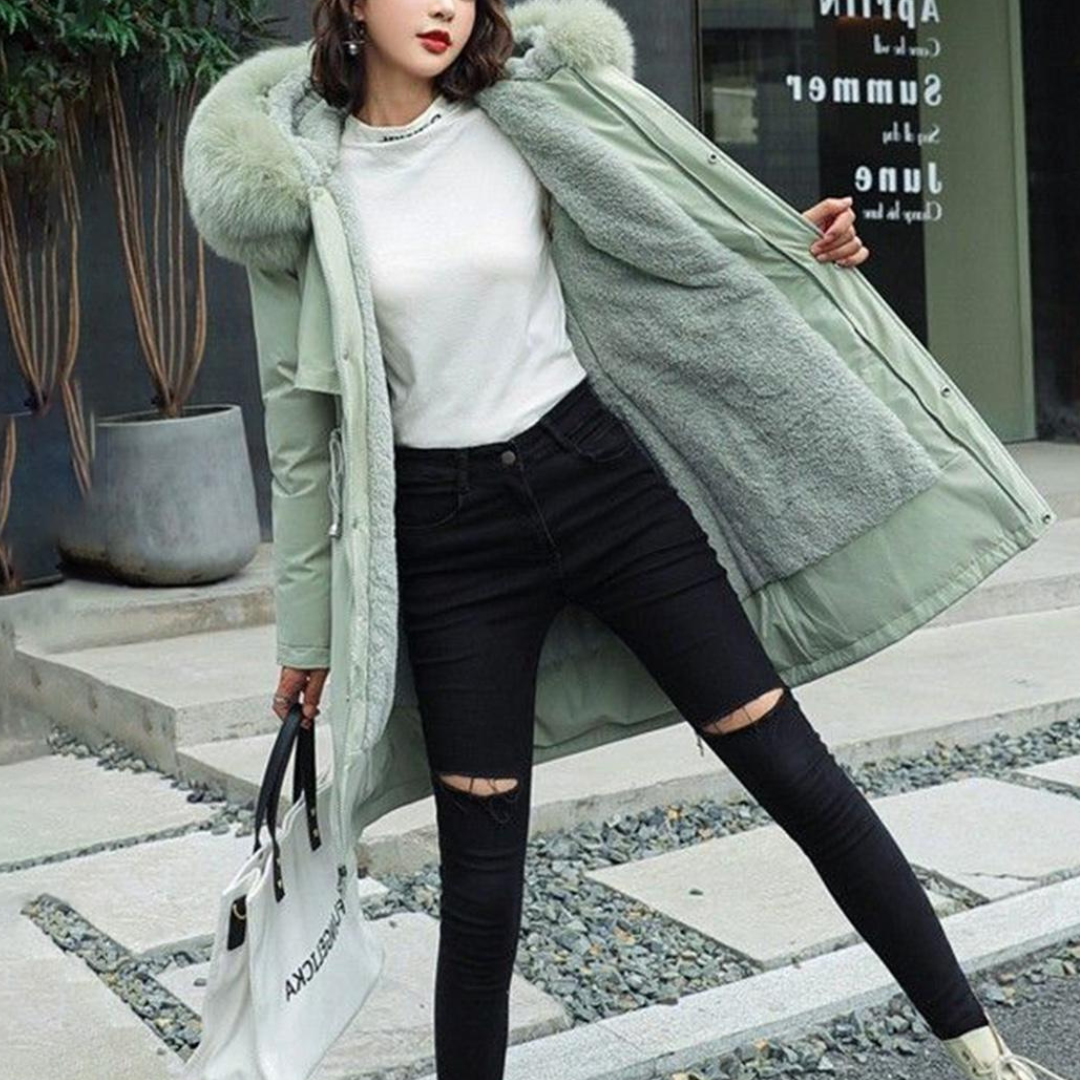 Damen Mantel mit Kapuze und Großem Kragen - Relaxed Fit