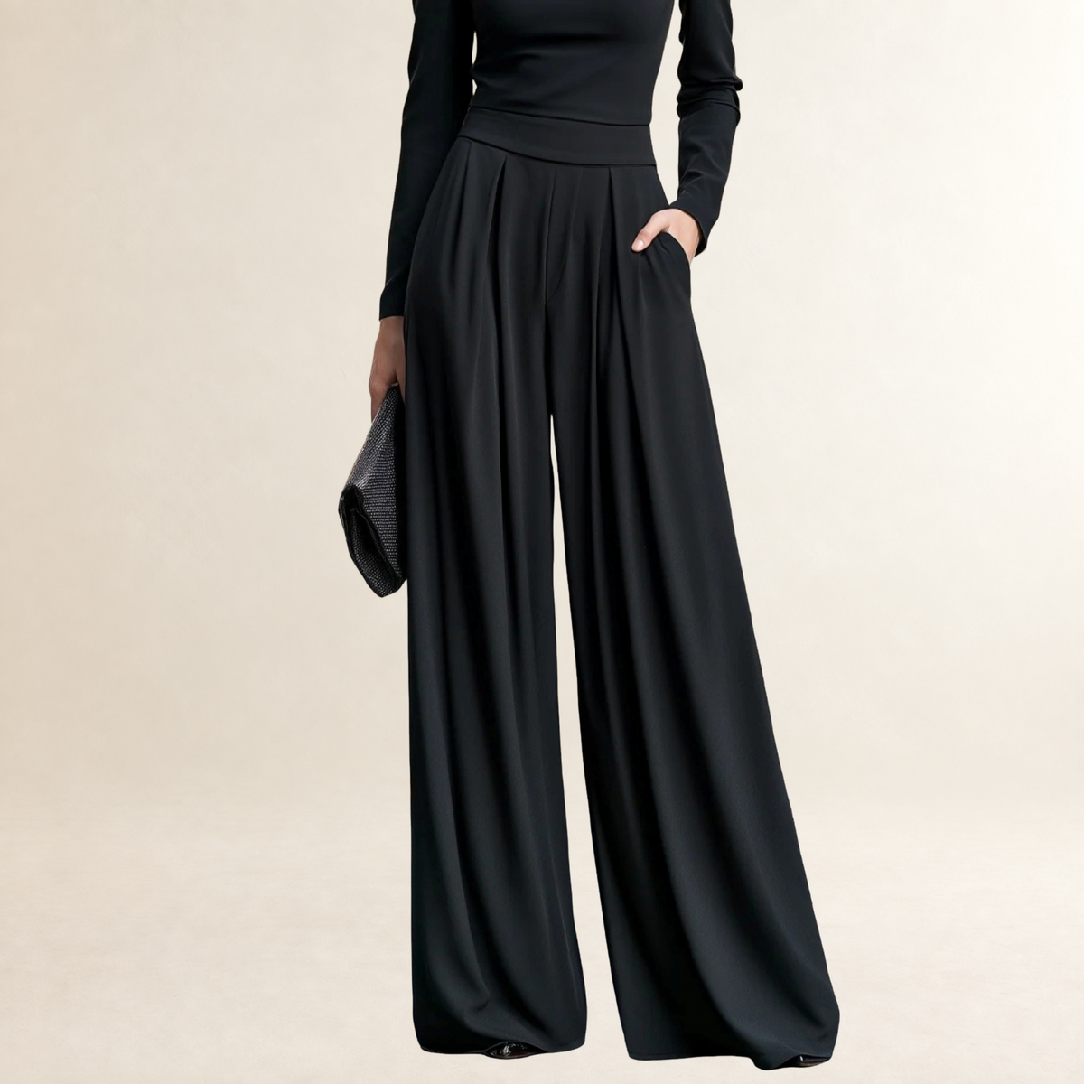 Damen Overall mit Boat-Ausschnitt und weiten Beinen - taillierter Schnitt