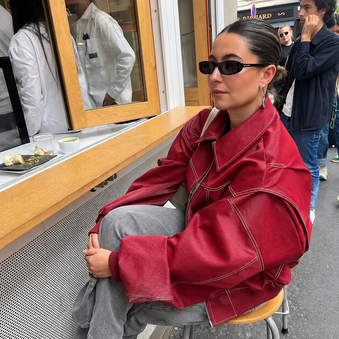Damen Oversize-Jacke mit Reißverschluss und Kontrastnähten - Lockerer Schnitt